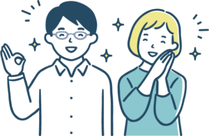 特典をもらい喜ぶ人たち